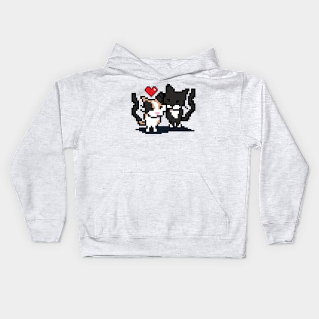 Pixel Cat Love Kids Hoodie by pixelcat